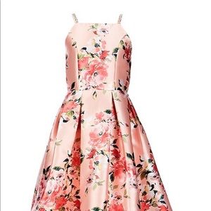 Rhinestone-Trim Floral Long Dress
